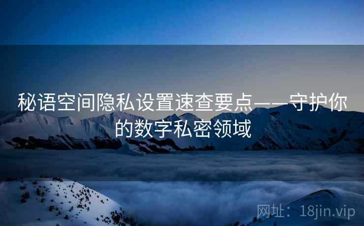 秘语空间隐私设置速查要点——守护你的数字私密领域